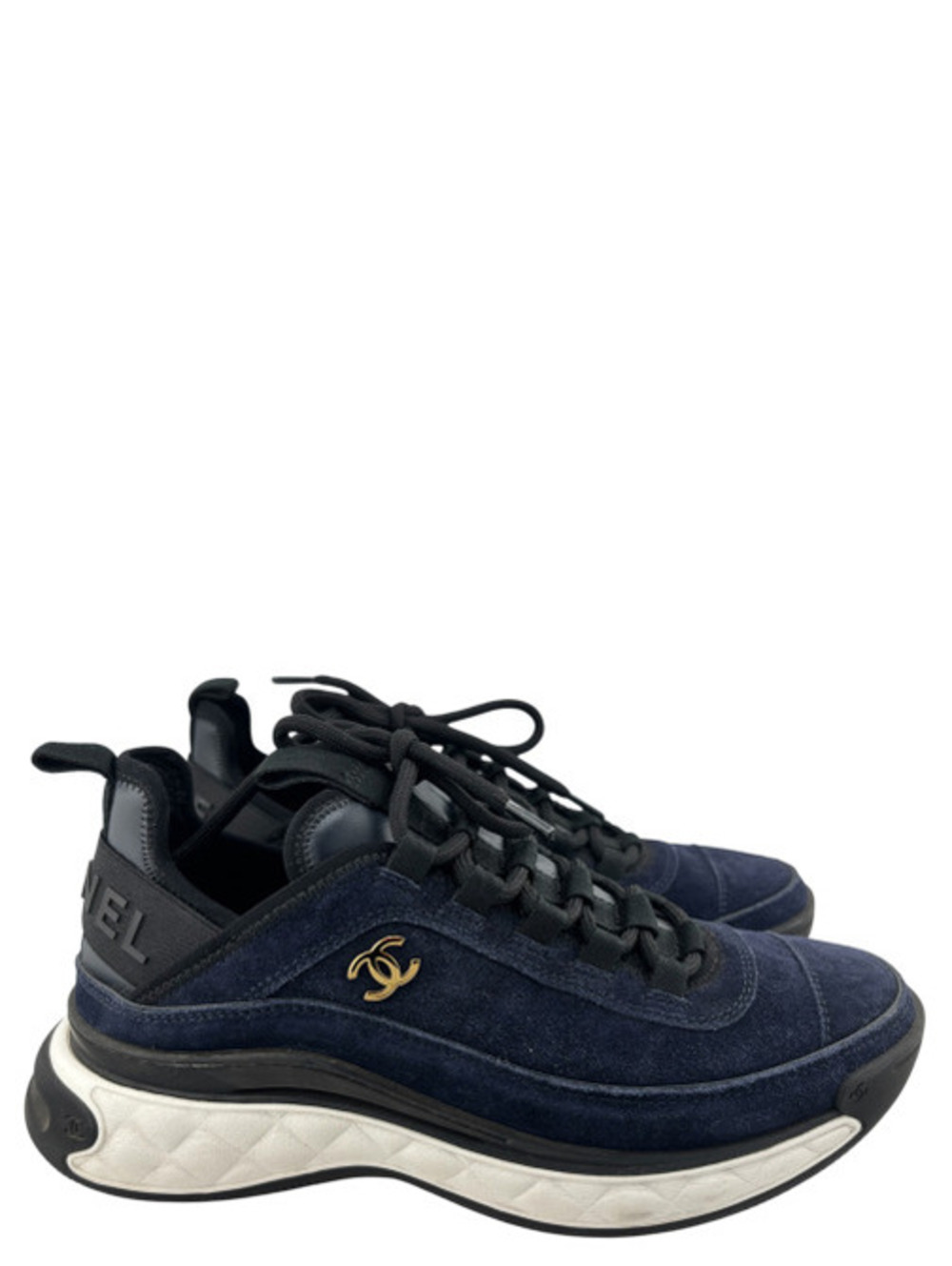 Chanel Navy Suede CC Trainers